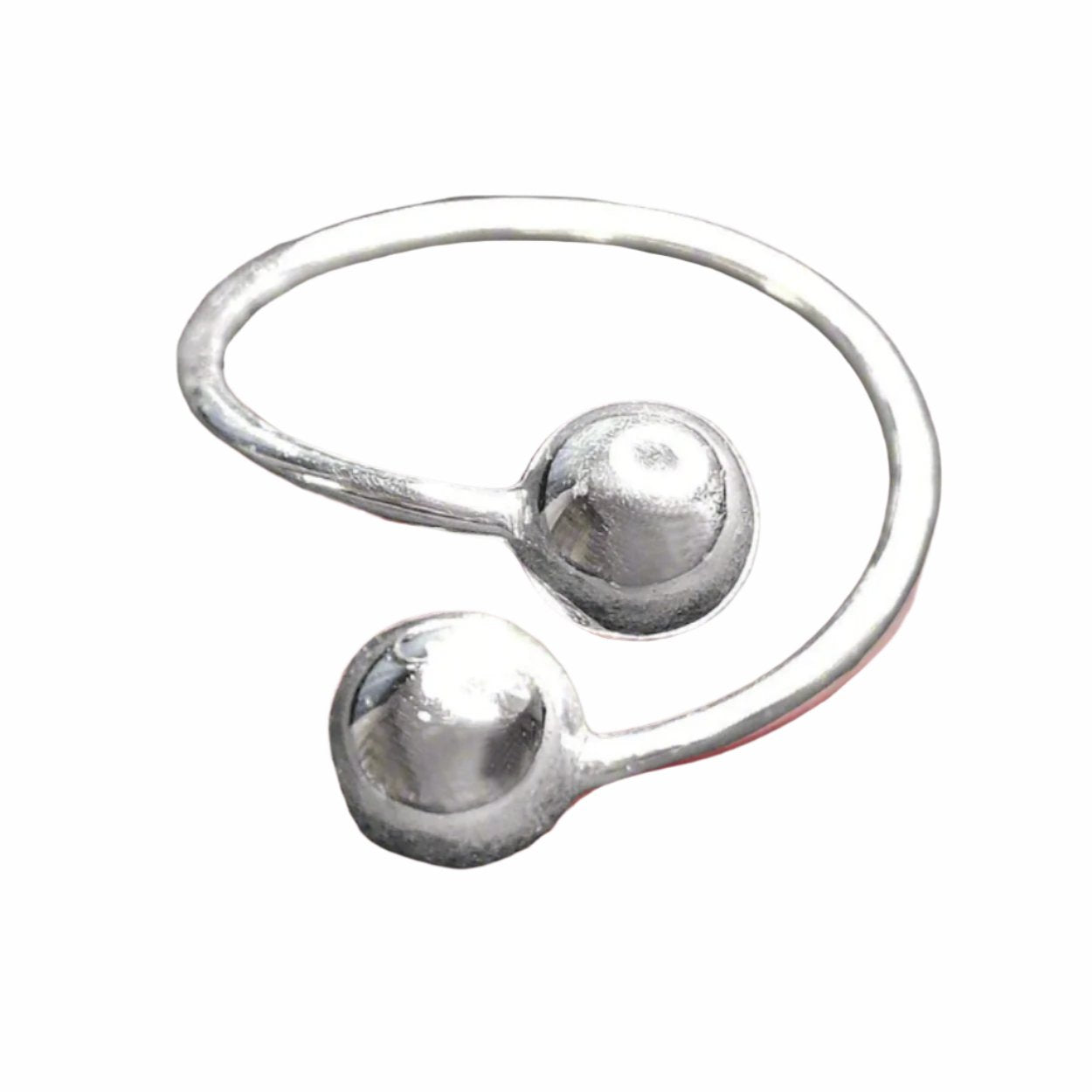 Double Spherical Silver Ring for Women - Rivansh