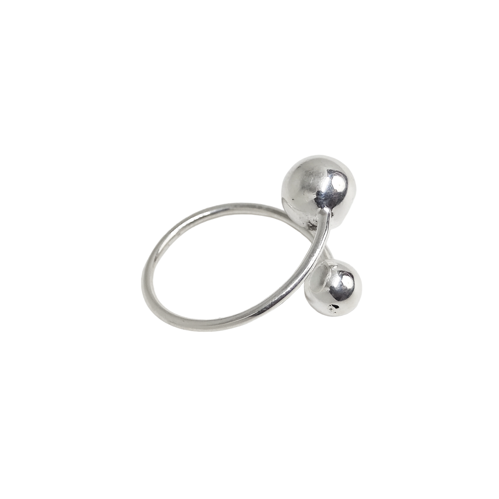 Double Spherical Silver Ring for Women - Rivansh