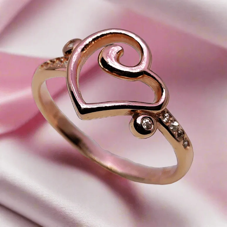 Open Heart Rose Ring