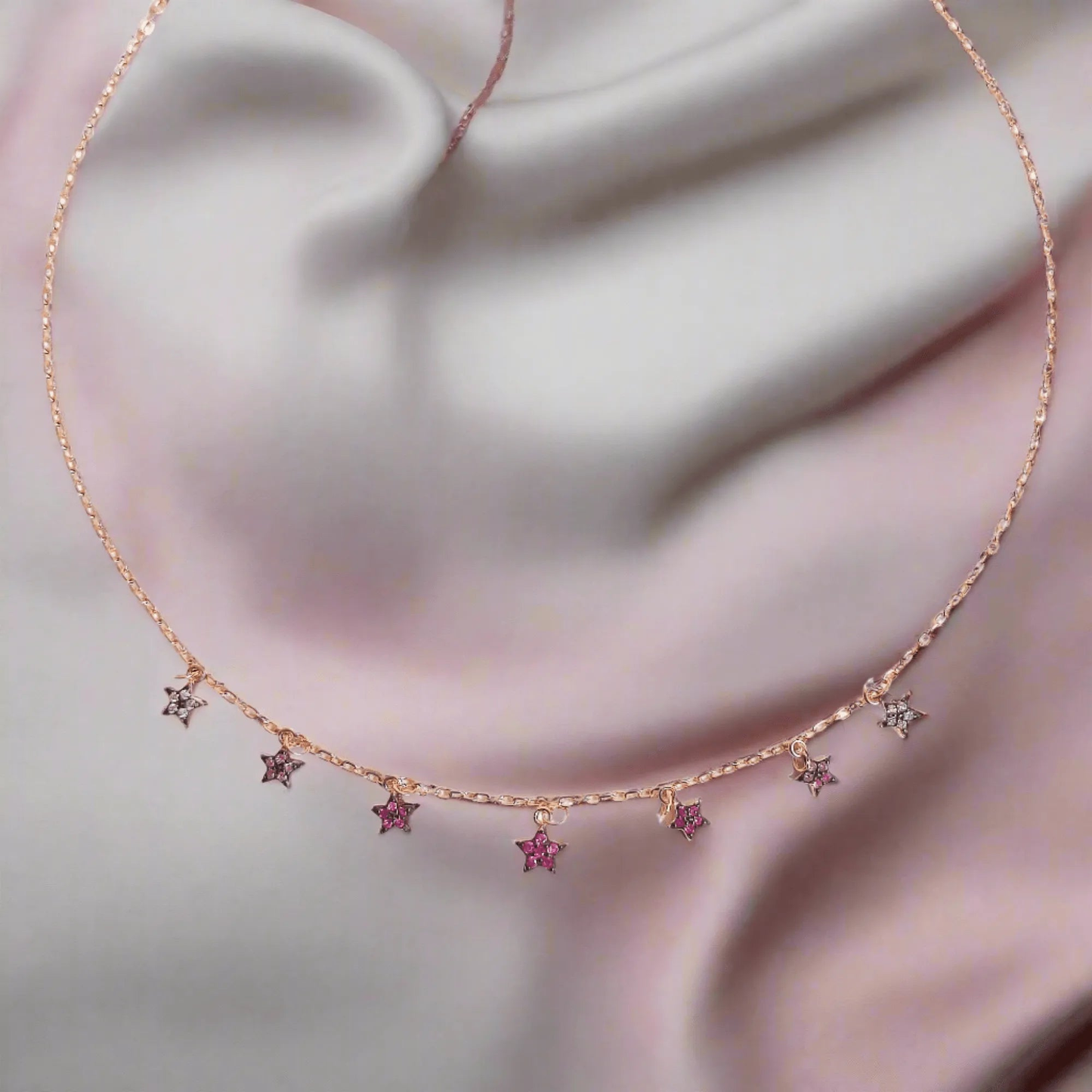 Pink Stars Neck Piece for Women (92.5 Sterling Silver)