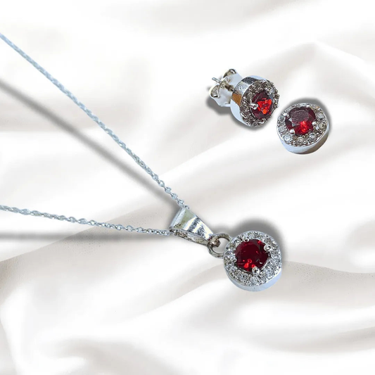 Red Gemstone Pendent Set With Chain for Modern Muses (92.5 Sterling Silver)