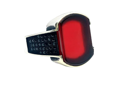 Red M Stone Ring for Men (92.5 Silver) - Rivansh