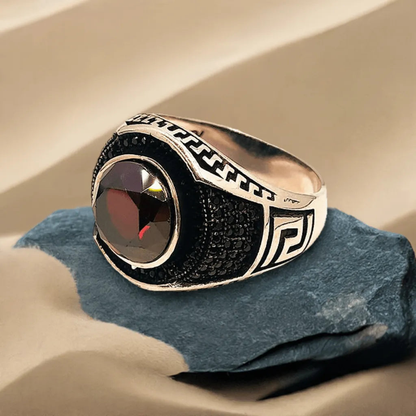 Red Stone Ring for Men (92.5 Silver)