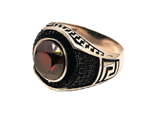 Red Stone Ring for Men (92.5 Silver) - Rivansh