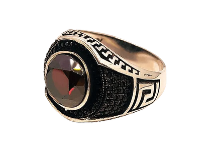 Red Stone Ring for Men (92.5 Silver) - Rivansh