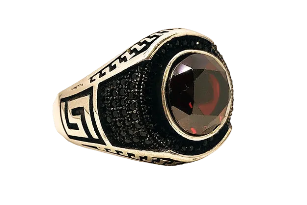 Red Stone Ring for Men (92.5 Silver) - Rivansh