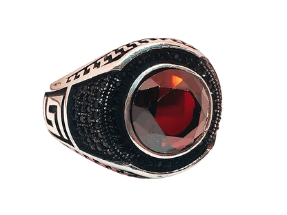 Red Stone Ring for Men (92.5 Silver) - Rivansh