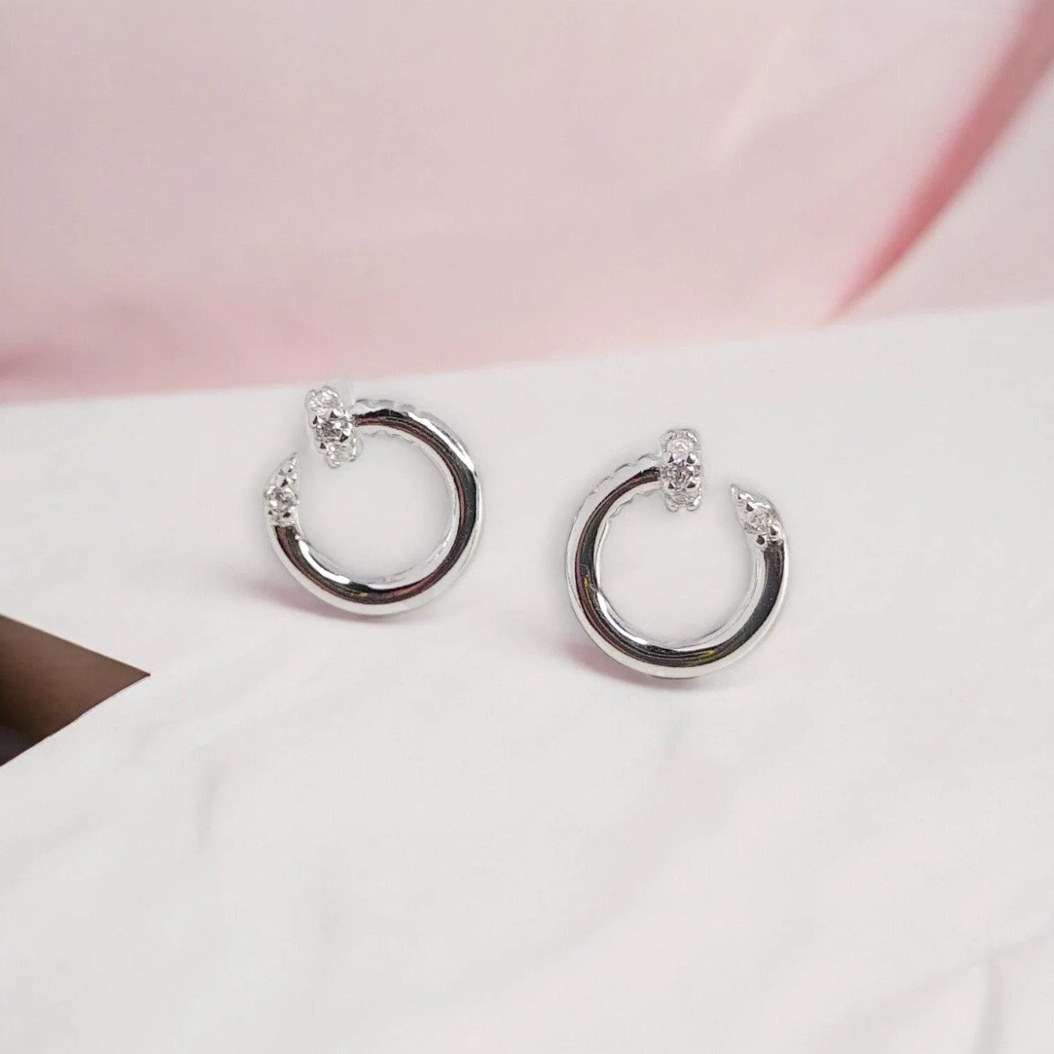 Sem-Circle Sterling Silver Earrings for Girls/Women | Rivansh Jewels | 925 Sterling Silver Jewelry Store | Rivansh.co | Luxury Sterling Silver Jewellery Online