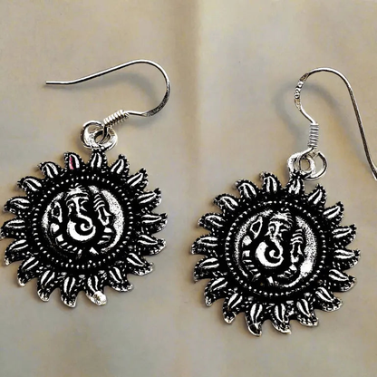 Traditional Lord Ganesh Silver Earrings for Women