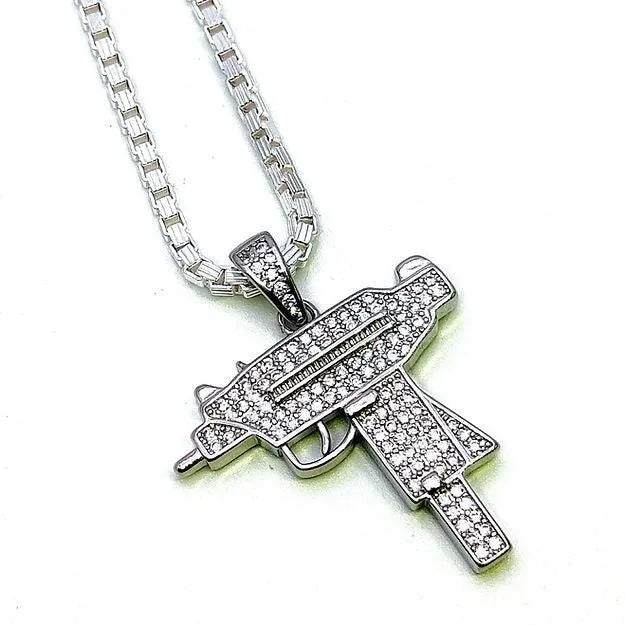 Uzi Sterling Silver Pendent for Men - Rivansh