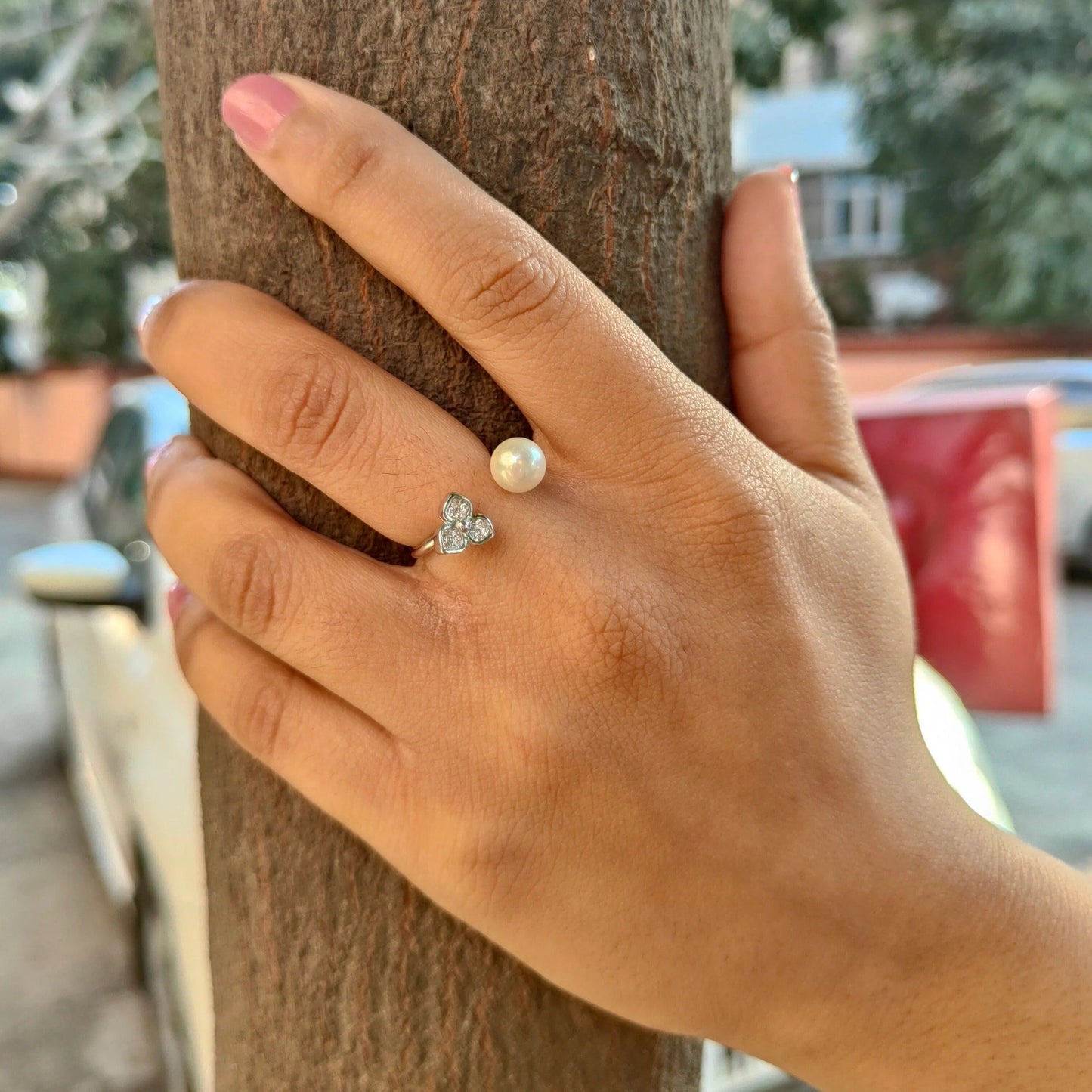 White Pearl Ring for Women - Rivansh