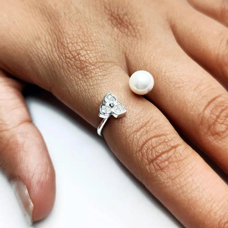 White Pearl Ring for Women - Rivansh